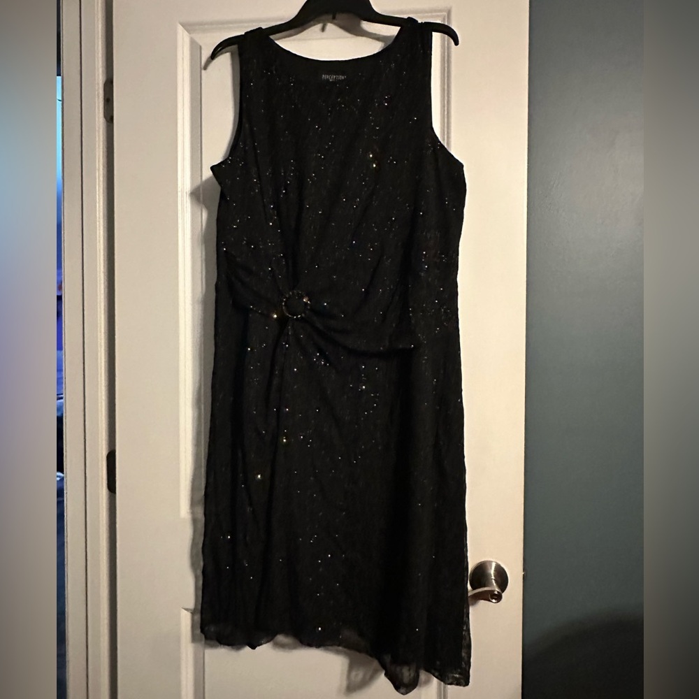 Elegant Black Sleeveless Dress w/ gold sparkle